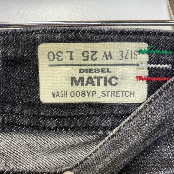 Diesel Matic Stretch Jeans Size 25 x 30 008YP Distressed Black Denim Slim Leg - Picture 8 of 10
